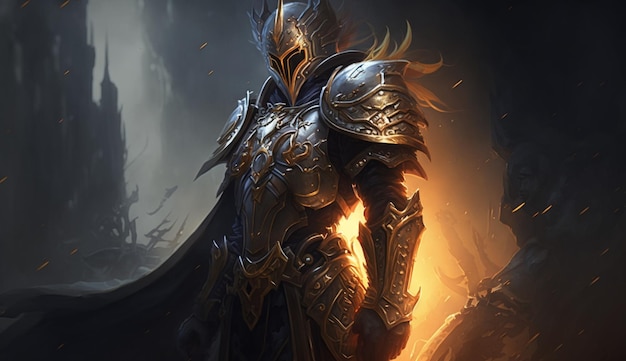 Paladin fantasy game medieval armor shield photography image AI generated art