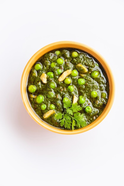 palak matar curry ook bekend als spinazie geen erwten masala sabzi of sabji Indiase voedsel