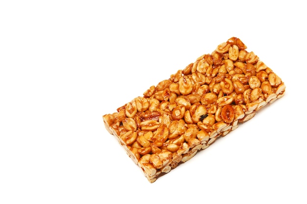 Palanqueta de mani typical mexican sweet peanut crunchy palanqueta food dessert white background