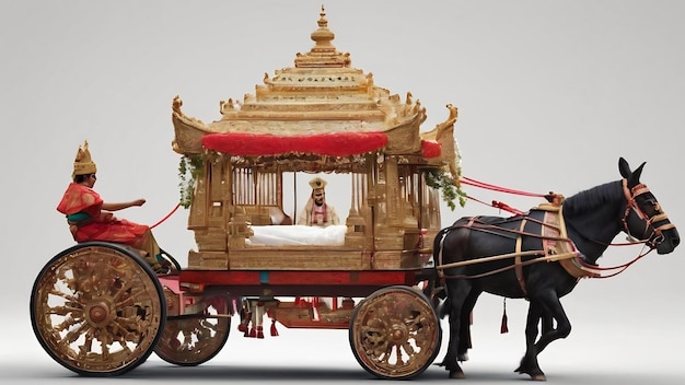 Palanquin carrying the bride isolated on white background with clipping path