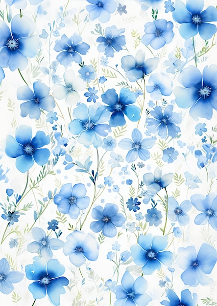 Pale blue flowers on a deep printed background