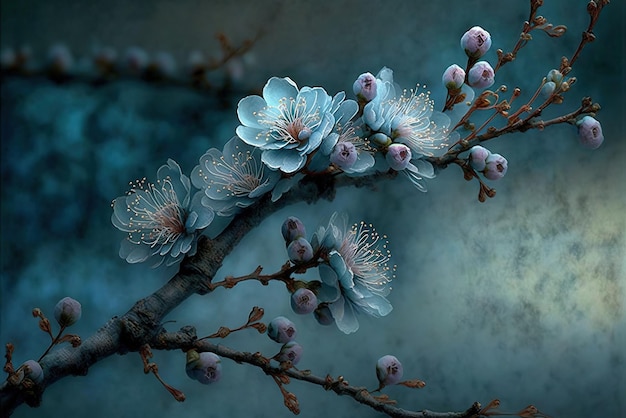 Pale blue plum blossom