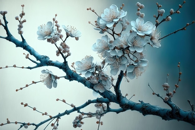 Pale blue plum blossom