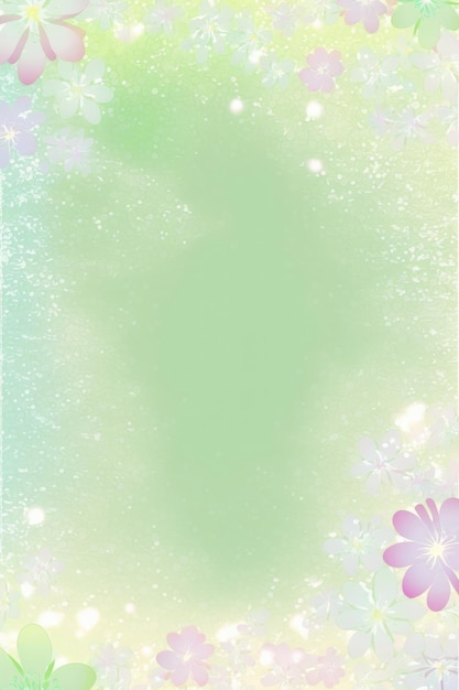 Photo pale green background glitter silhouettes flowers vertical mobile postcard generative ai