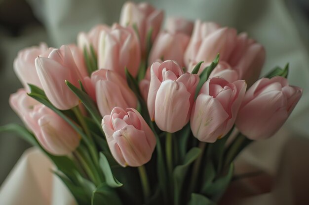 Букет тюльпанов светло-розового цвета