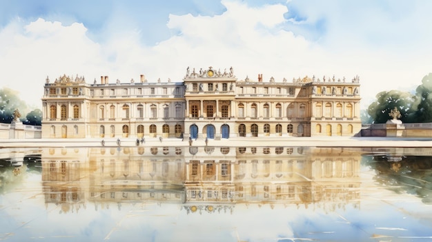 Paleis van Versailles aquarel