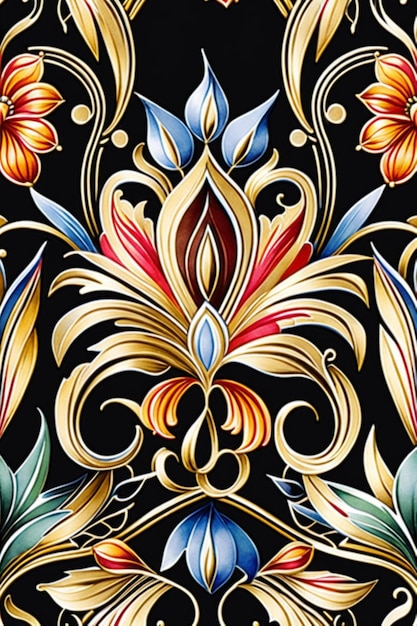 Photo palekh style seamless pattern