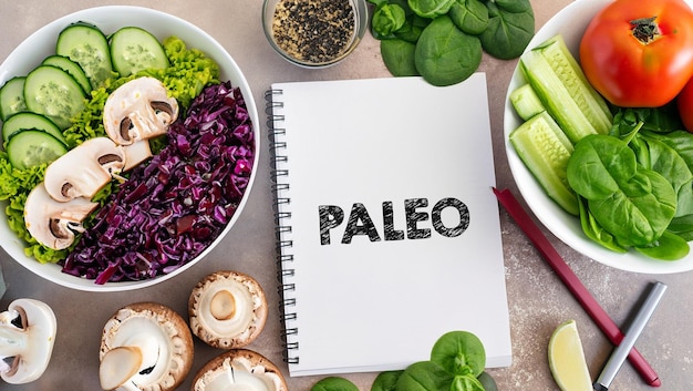 Paleo diet with set of vegetables