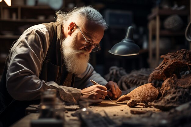 Paleontoloog aan het werk