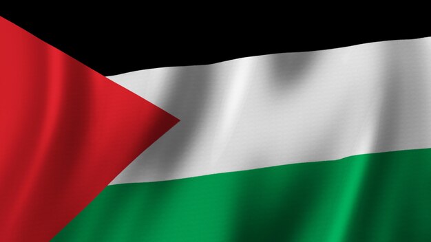 Palestina vlag zwaaien close-up 3D-rendering met afbeelding van hoge kwaliteit met stof textuur