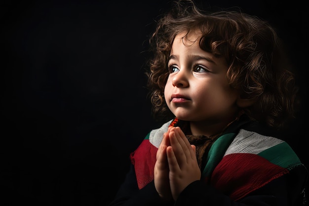 Palestine child with praying hands