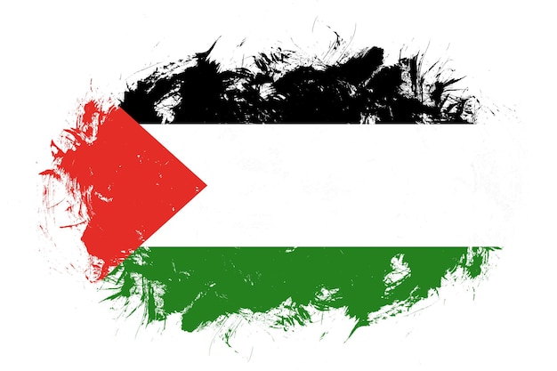 Palestine flag on abstract stroke brush background