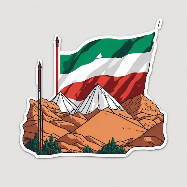 Photo palestine flag on the mountains 2d