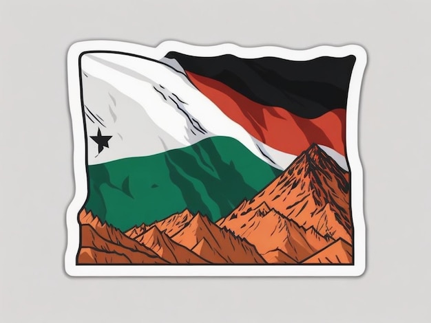 Photo palestine flag on the mountains 2d