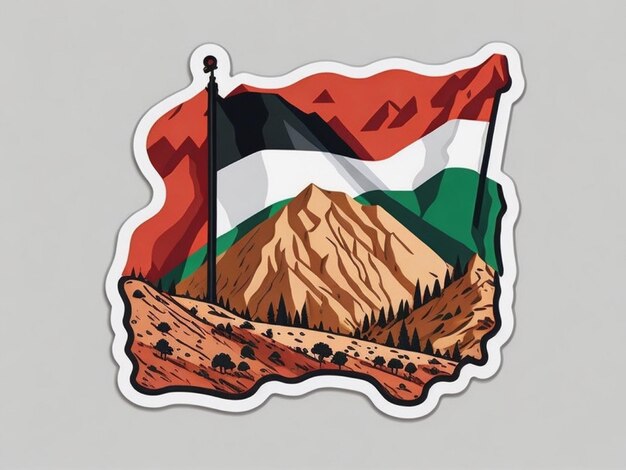 Photo palestine flag on the mountains 2d