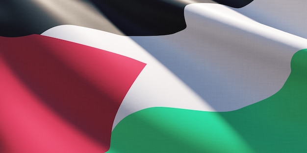 Palestine flag simple waving close  up shoot premium photo