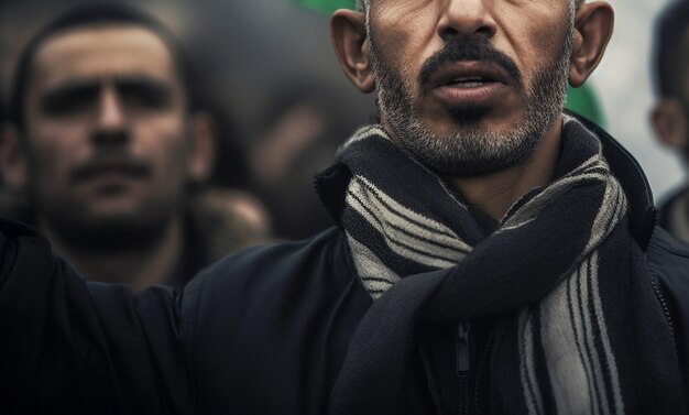 Photo palestine men and women marching on the street asking peace