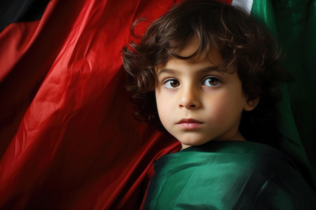 Palestinian child with Palestinian flag