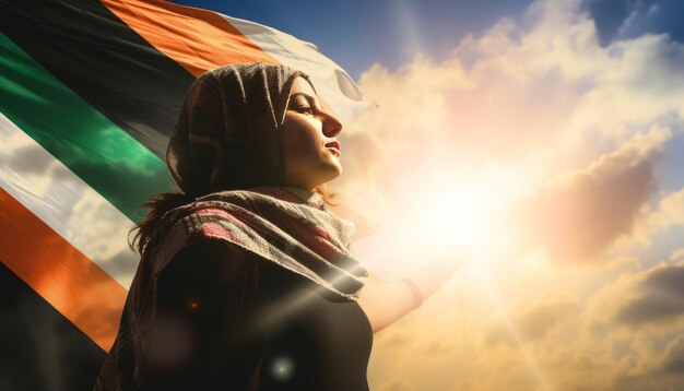 Photo palestinian flag in sunlight