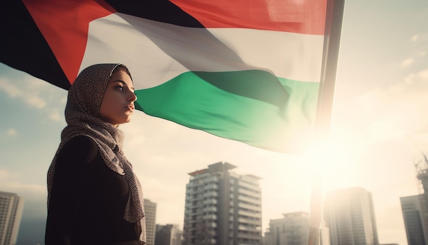 Palestinian flag in sunlight