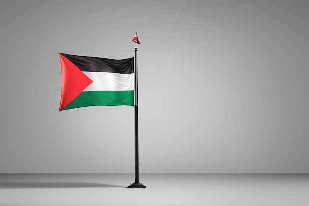 Palestinian flag waving on pole isolated on