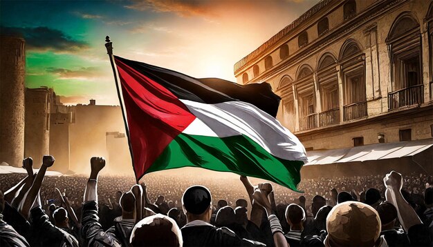 Foto illustrazione di protesta per la libertà palestinese