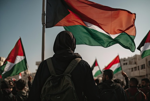 Foto silhouette della protesta per la libertà palestinese