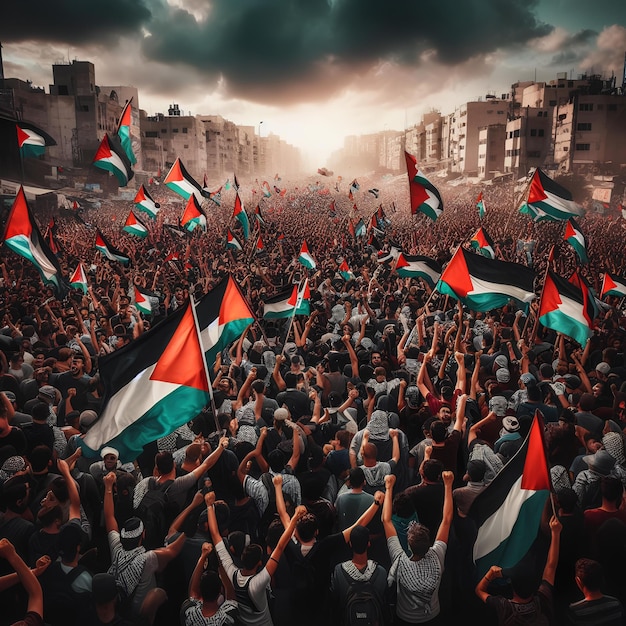 Palestinian protest for freedom ai rendered