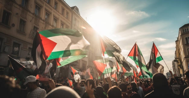 팔레스타인 청소년들은 평화 퍼레이드에 참여했습니다. 그들의 얼굴은 자부심으로 빛났습니다.