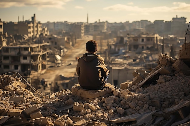 Палестинцы осматривают разрушенное здание после израильского воздушного удара по городу