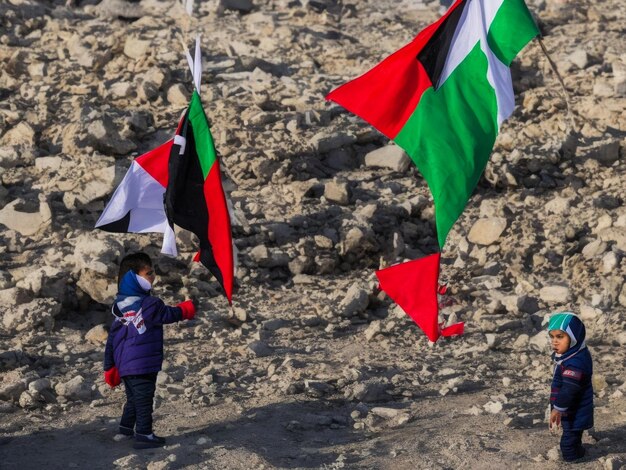 Palestinians wave Palestinian flags as they participate in an angry rally to protest tensions at Al