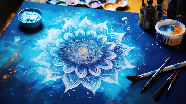 Palette blauwe mandala