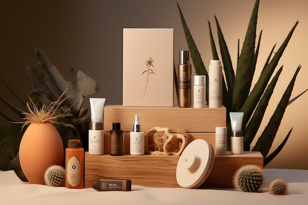 A palette of earthy tones and ecofriendly packaging