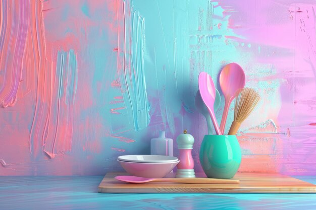 Palette and Kitchen Utensils in the concept of culinary art and cooking