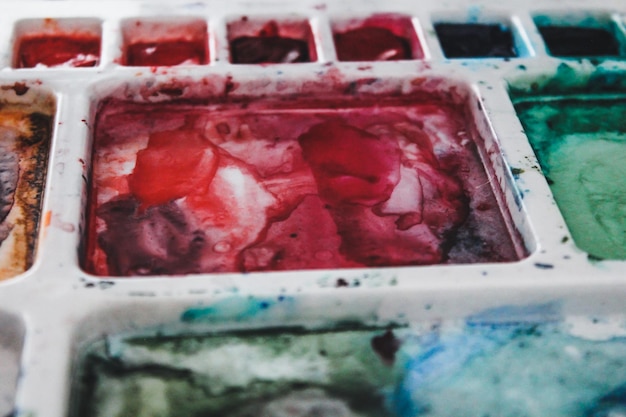 Palette with watercolor paints