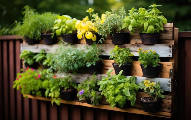 Pallet Garden met DIY kruiden en bloemen planten.