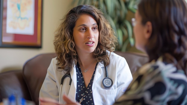 A palliative care physician consulting with a patient about pain management