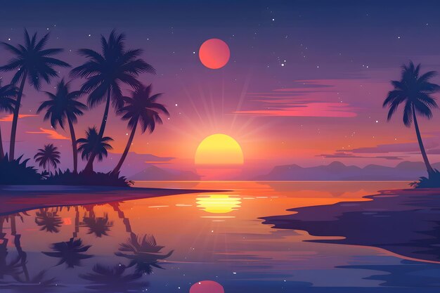 Palm beach sun background