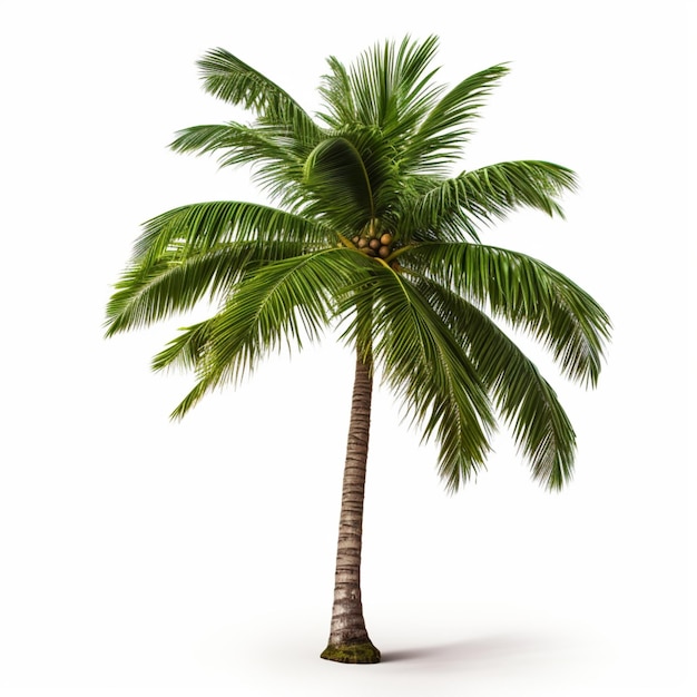 Пальмовое или кокосовое дерево на белом фоне