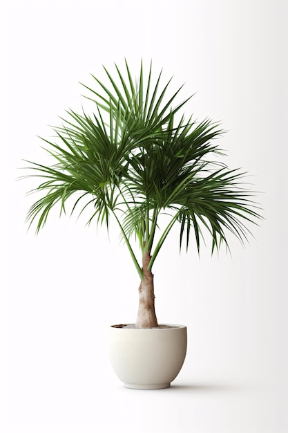 Palm kamerplant in een pot op een witte achtergrond