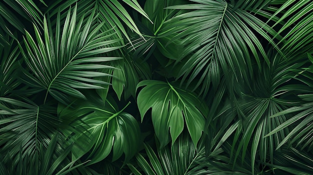 Palm leaf background Banner with green floral pattern Generative AI