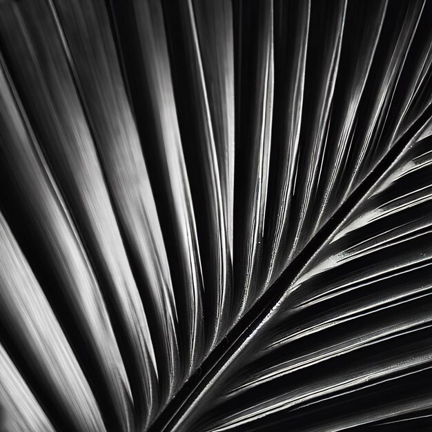 Palm leaf in black and white