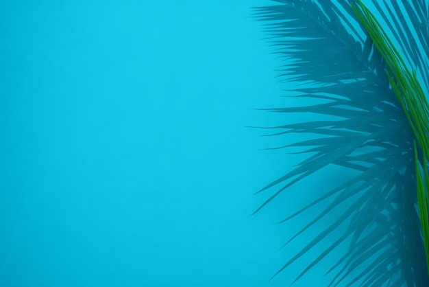 Palm leaf on a blue background