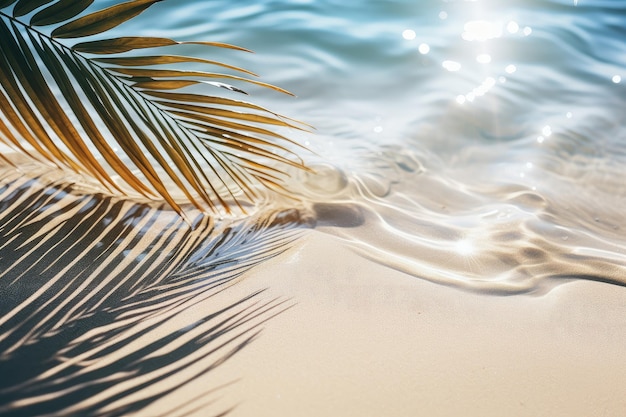 Фото Пальмовый лист на фоне воды