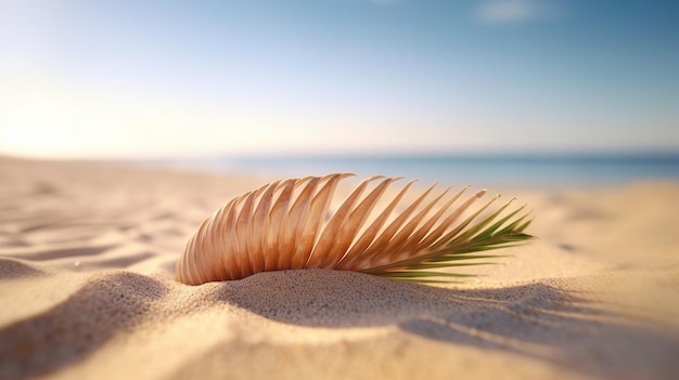 palm leaf on the sand of a beach