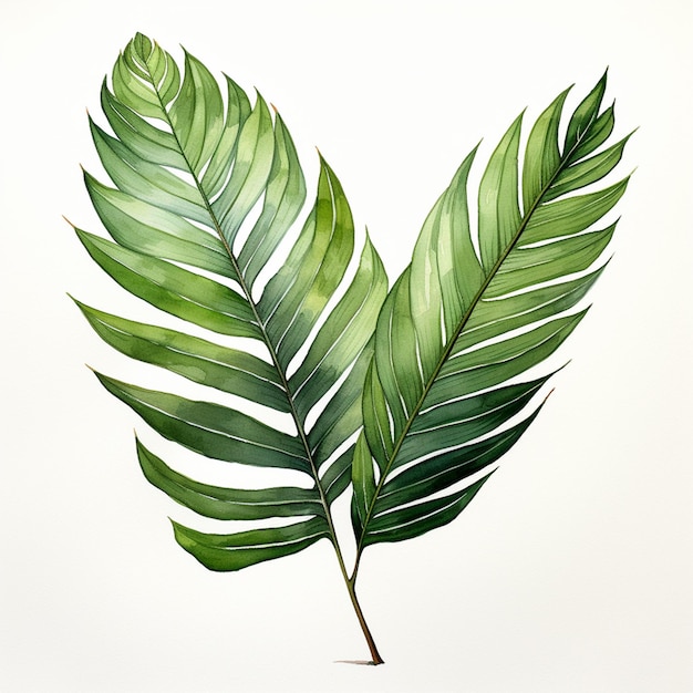 Palm leaf in a semiarch water color illustration