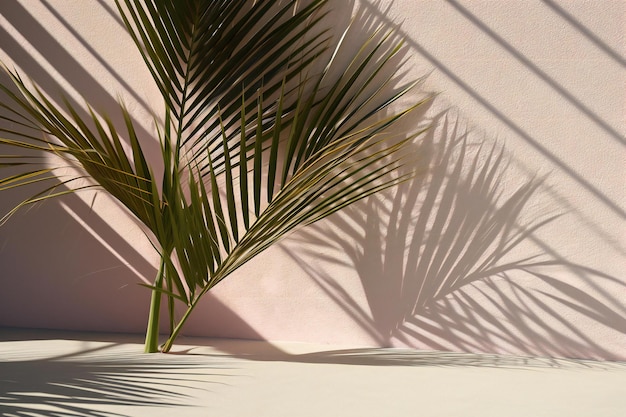 Palm leaf shadow on a white wall