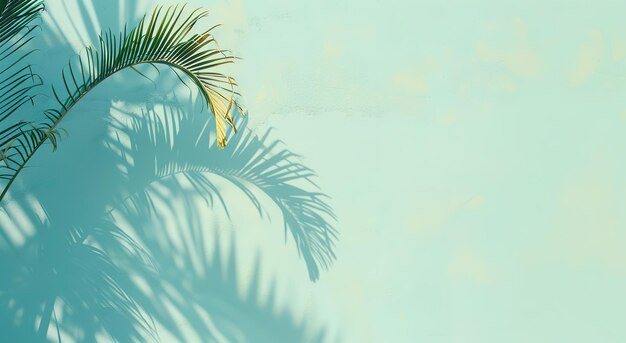 Photo palm leaf shadows on pastel blue background summer vibe