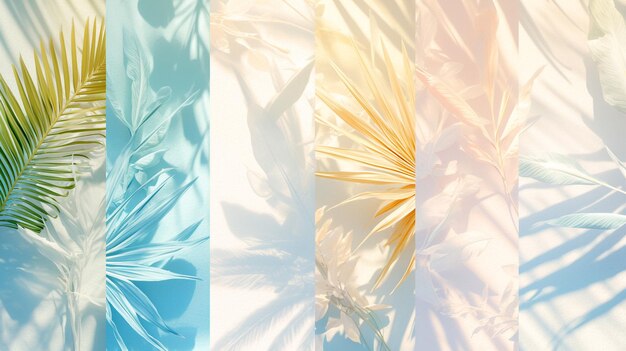Photo palm leaf shadows on white background