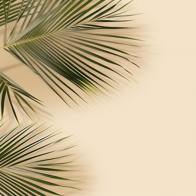 Palm leaves on beige background